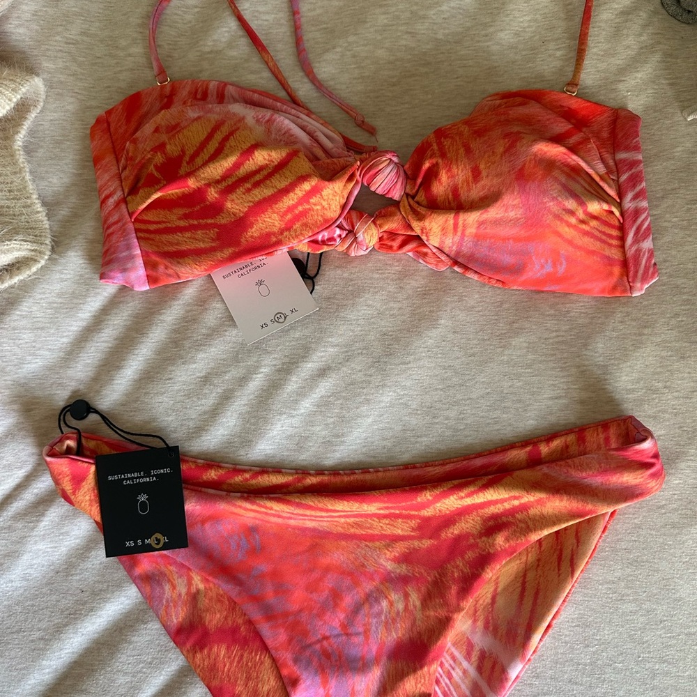 Vibrant Pink and Orange Bikini Set - Skatie